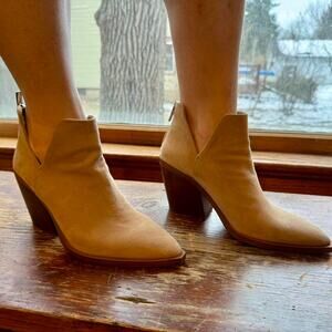 Vince camuto tan suede ankle booties